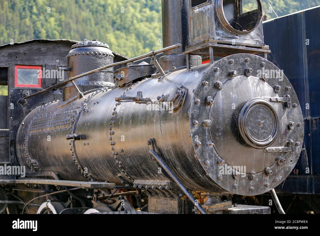 Train historique pour l'exposition à la gare de Skagway, Alaska, États-Unis Banque D'Images