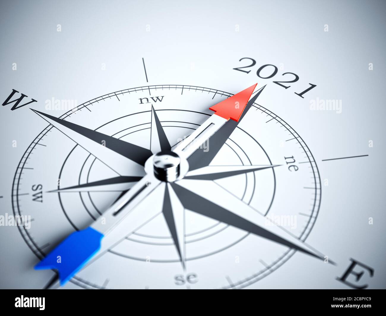 Boussole 2021. illustration du rendu 3d Banque D'Images