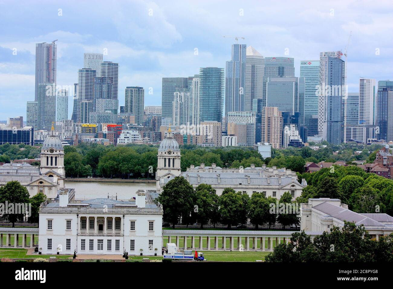 Horizon de Londres depuis Greenwich Park, Londres, Angleterre, Royaume-Uni Banque D'Images