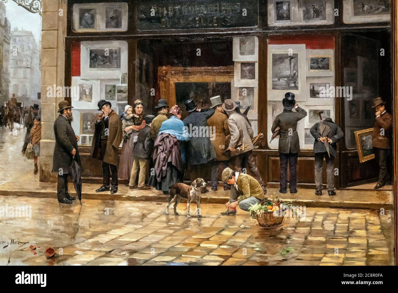 Joan Ferrer Miró peintre (Vilanova i la Geltrú 1850 - Barcelone 1931). Exposition publique d'une photo (1888), huile sur toile. Banque D'Images