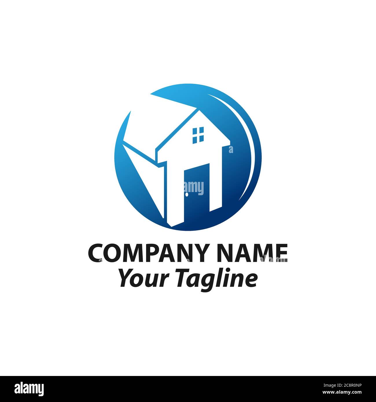 Maison Résumé Immobilier résidentiel logo modèle de conception pour la société. Construction d'une silhouette noire vectorielle sur un arrière-plan blanc Illustration de Vecteur