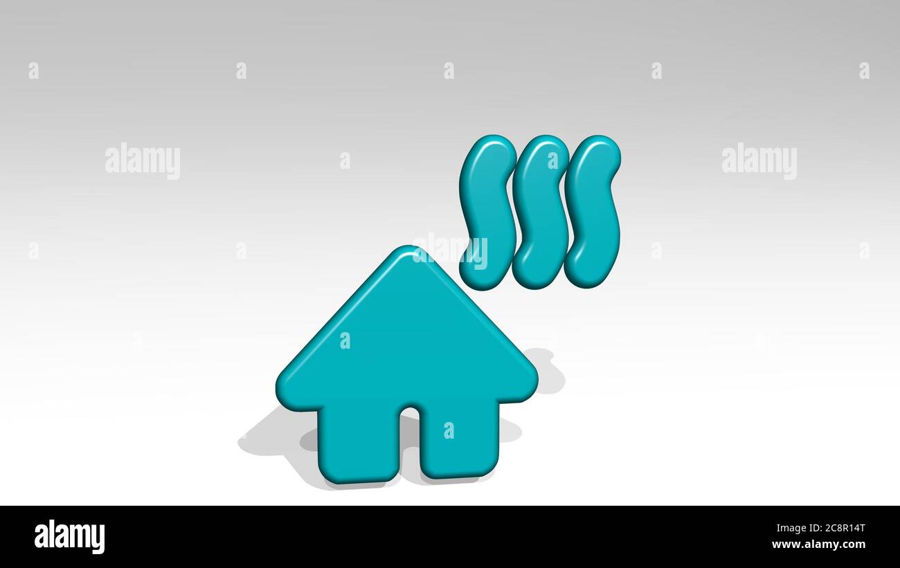 CHALEUR DU SAUNA réalisée par l'illustration 3D d'une sculpture métallique brillante avec l'ombre sur fond clair. bain et icône Banque D'Images