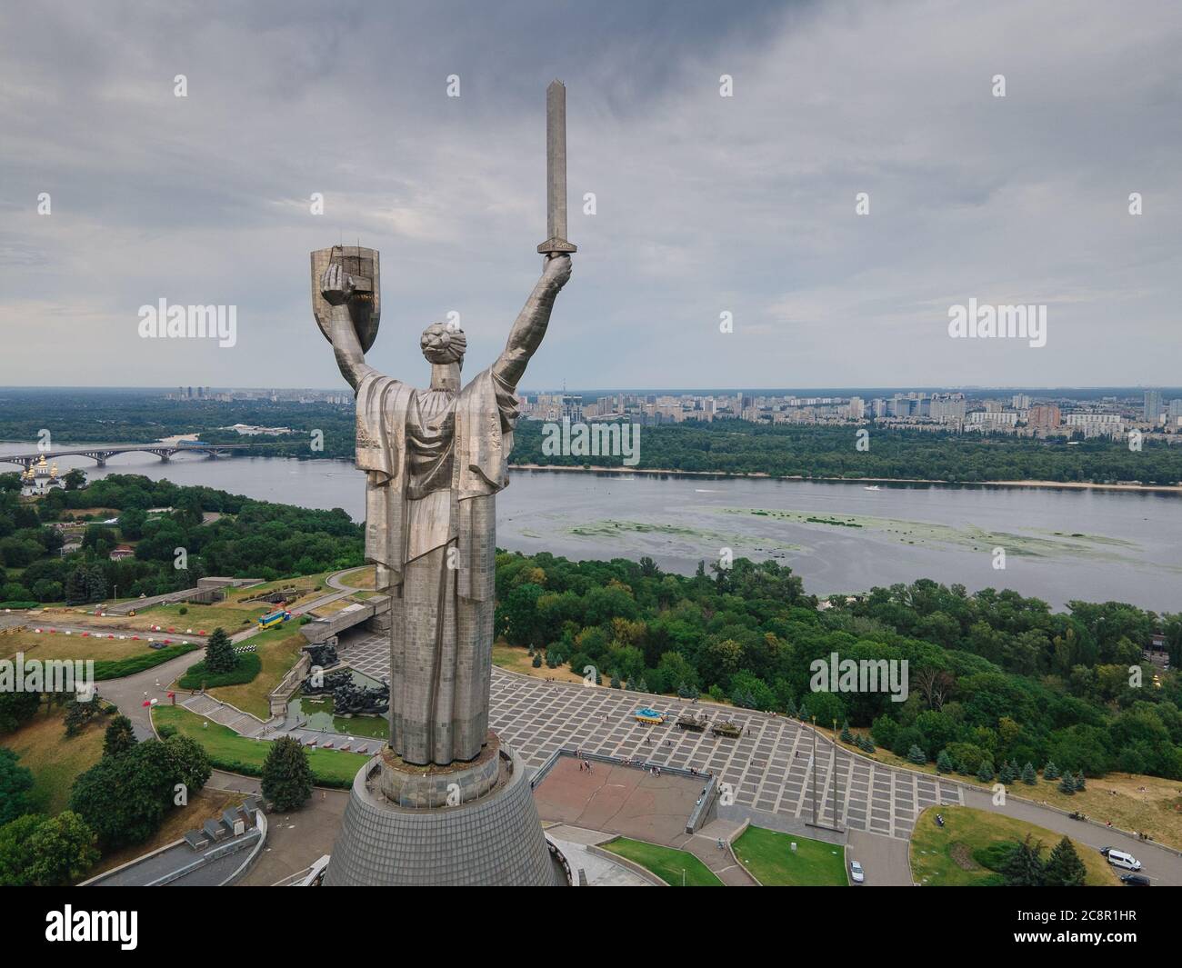 Monument de la mère patrie à Kiev, Ukraine. Vue aérienne Banque D'Images