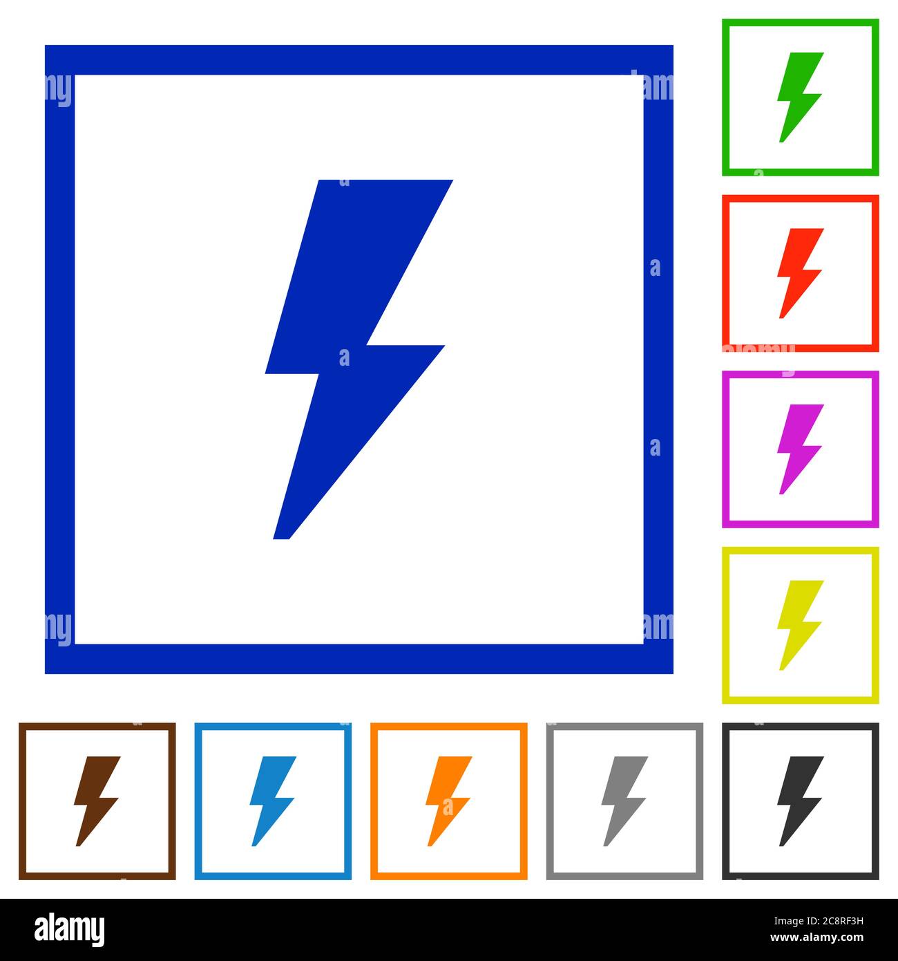 Ensemble d'icônes de couleur à cadre carré et flash Illustration de Vecteur