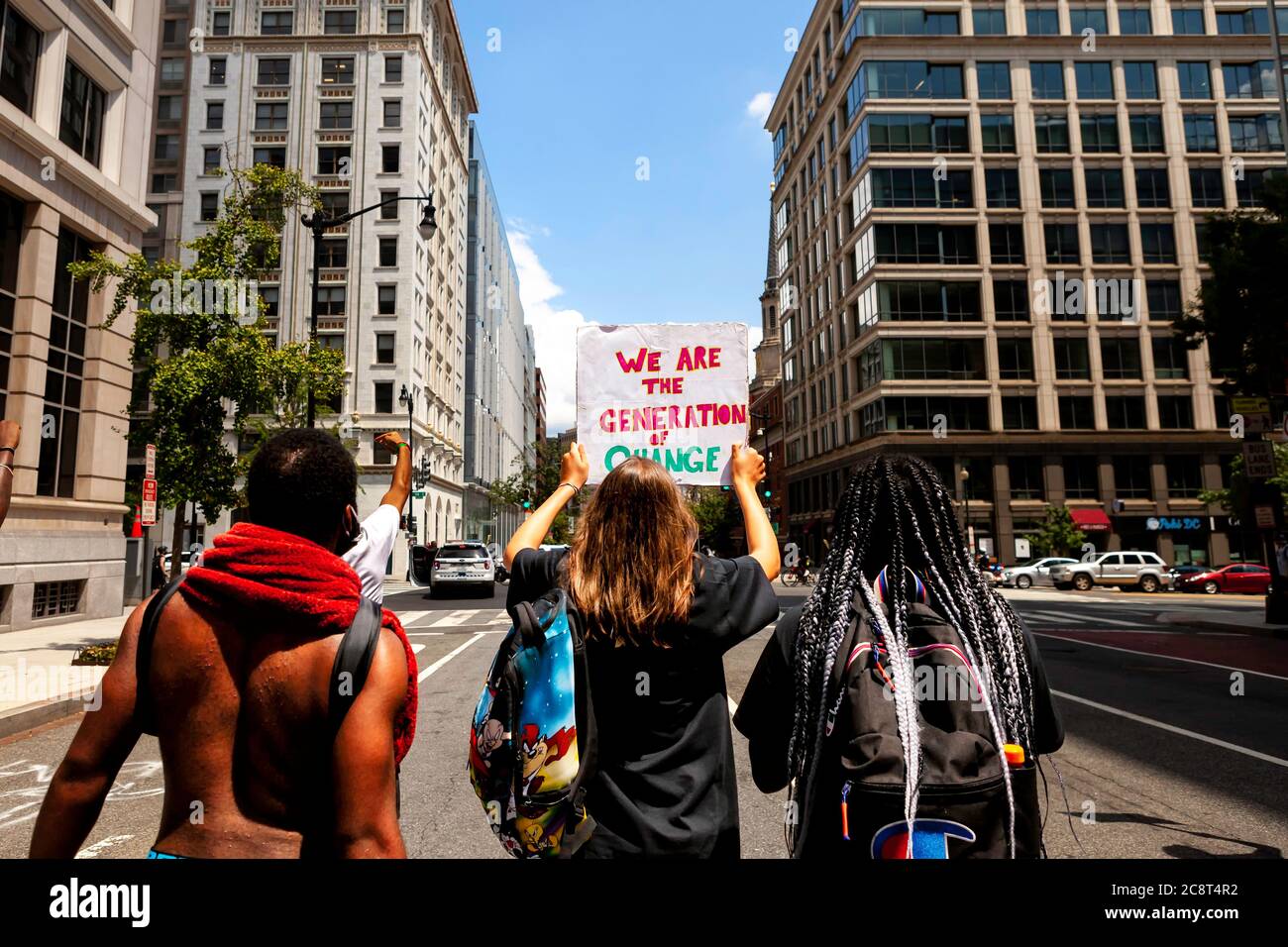 Des adolescents à la tête de la marche contre l'État policier de Trump en faveur de la vie noire, de la liberté d'expression, et Portland, OREGON, Washington, DC, États-Unis Banque D'Images