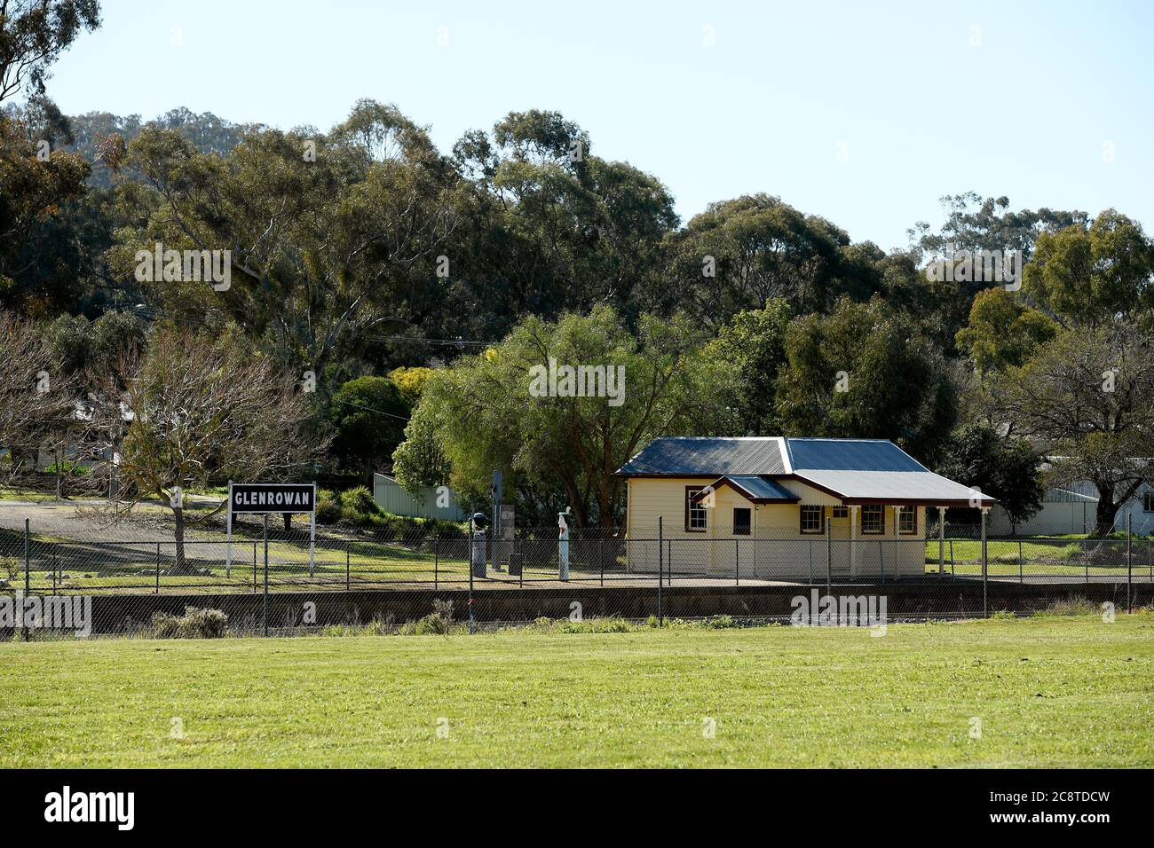 Glenrowan, Victoria. La gare de Glenrowan où Ned Kelly, blessé par balle, a été soigné avant d'être envoyé par train à Benalla et à la prison de Melbourne. Banque D'Images