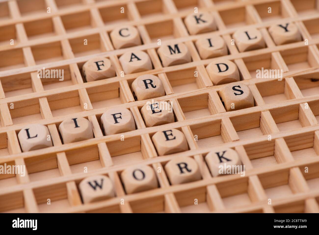 nuage de mots pour la famille, le travail, la carrière et la vie Banque D'Images