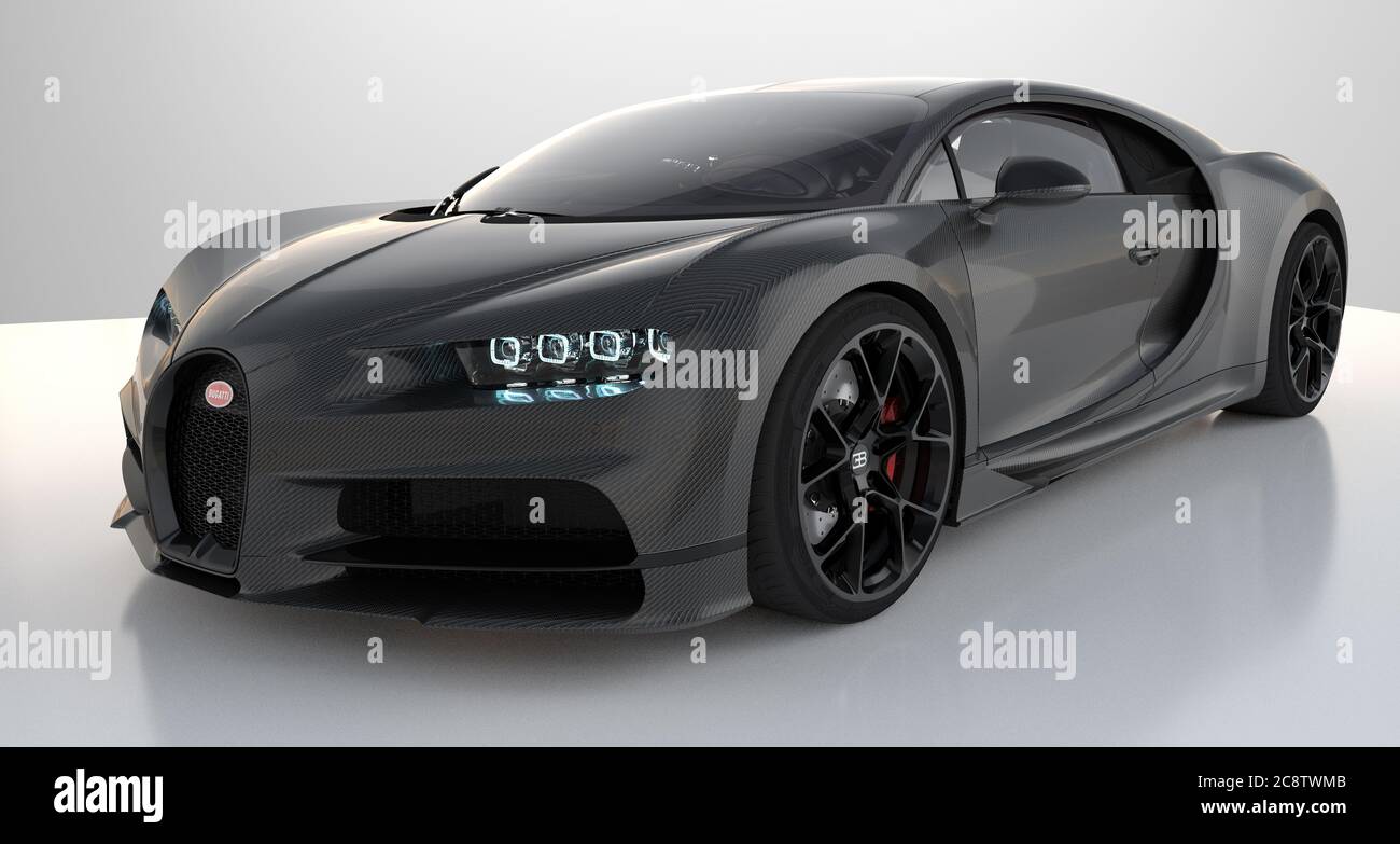 Bugatti Chiron sur fond blanc Banque D'Images