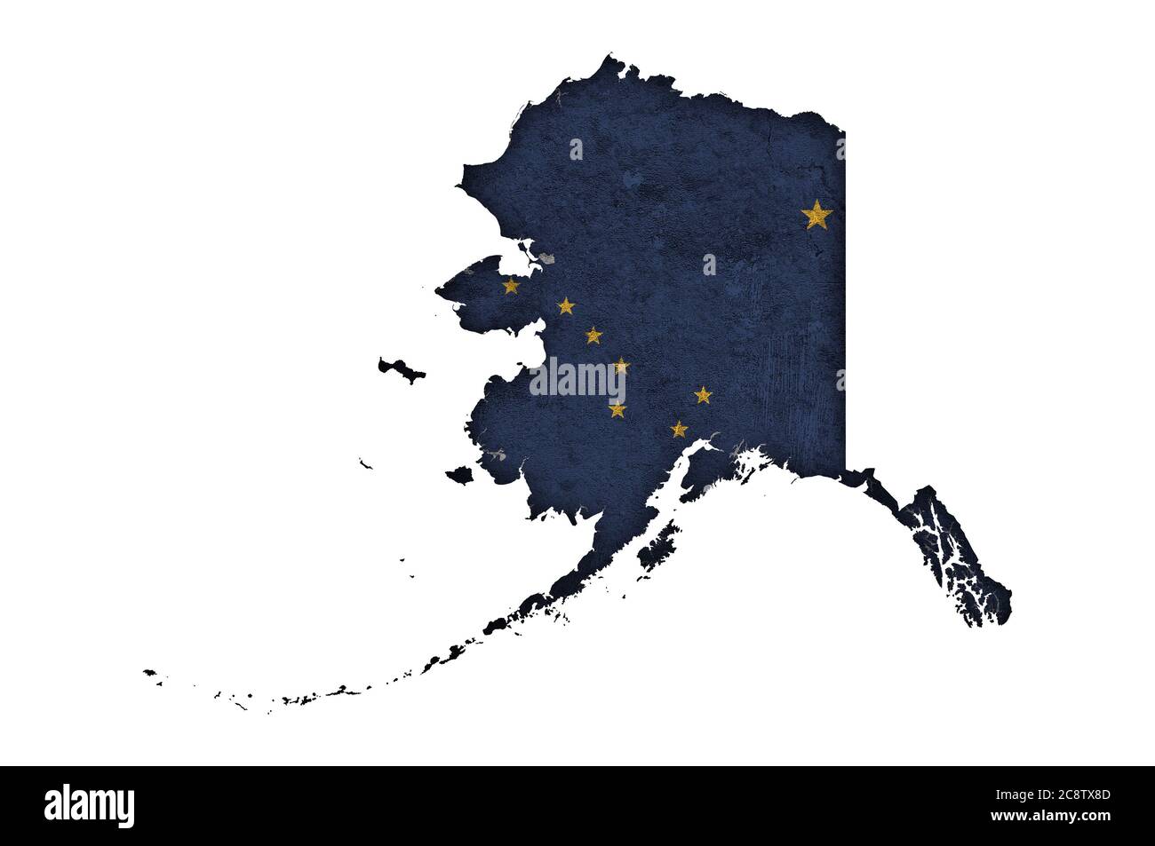 Carte et drapeau de l'Alaska sur le béton abîmé Banque D'Images