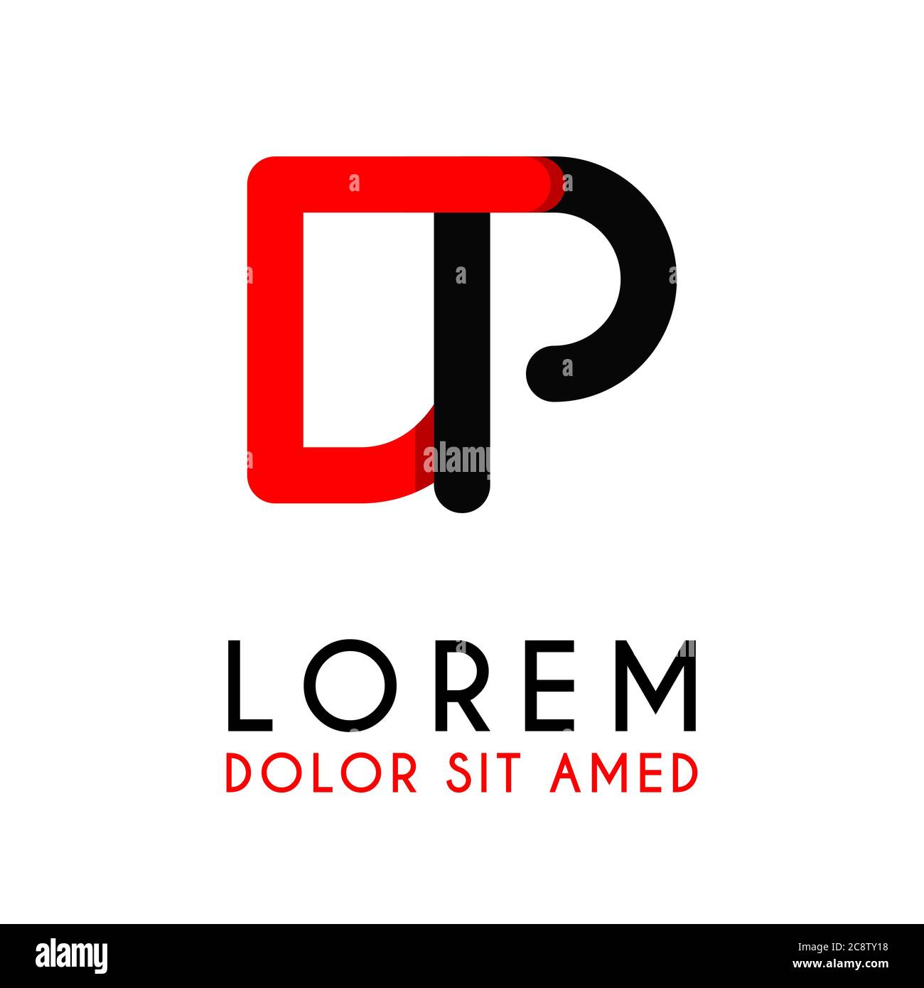 Lettre DP initiale avec rouge noir et coins arrondis Illustration de Vecteur