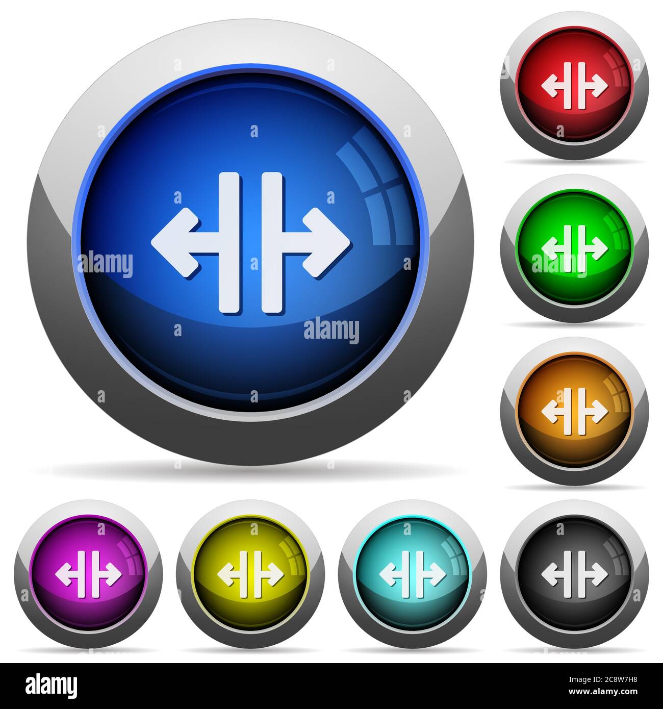 Jeu de boutons de fractionnement verticaux brillants ronds. Structure de calque organisée. Illustration de Vecteur