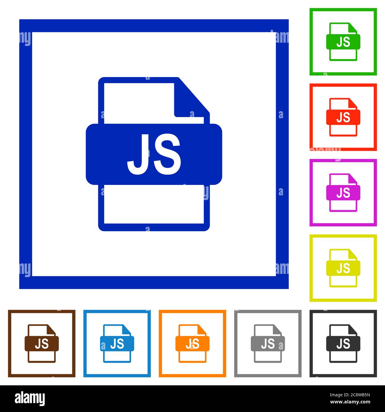 Ensemble de couleurs cadres carrés JS format de fichier icônes plates Illustration de Vecteur