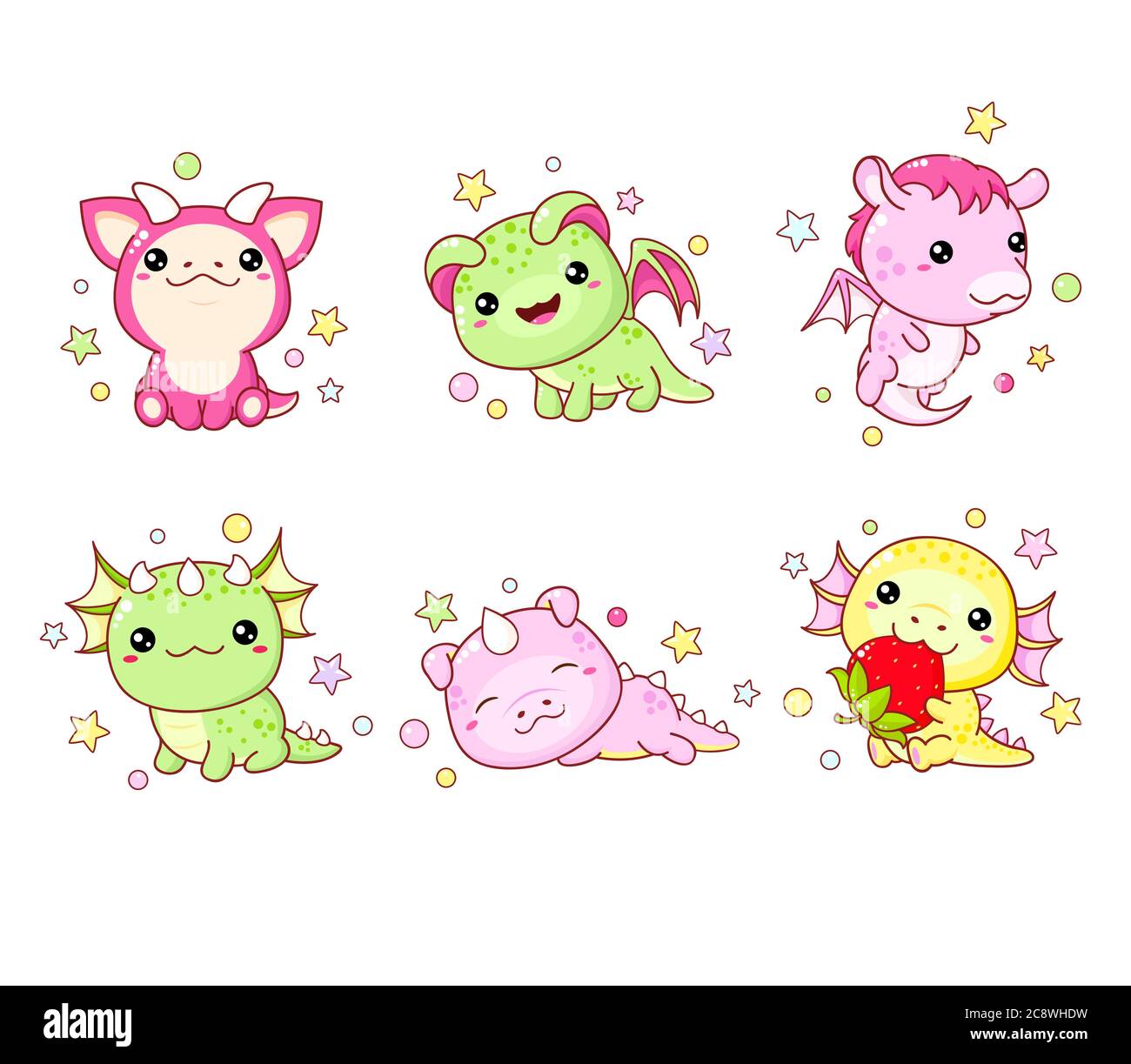 Dessin Anime Drole Bebe Dragon Assis Image Vectorielle Stock Alamy