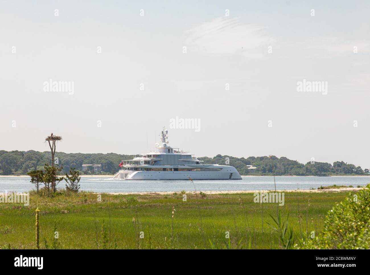 Le méga yacht l'Excellence V à Sag Harbor, NY Banque D'Images