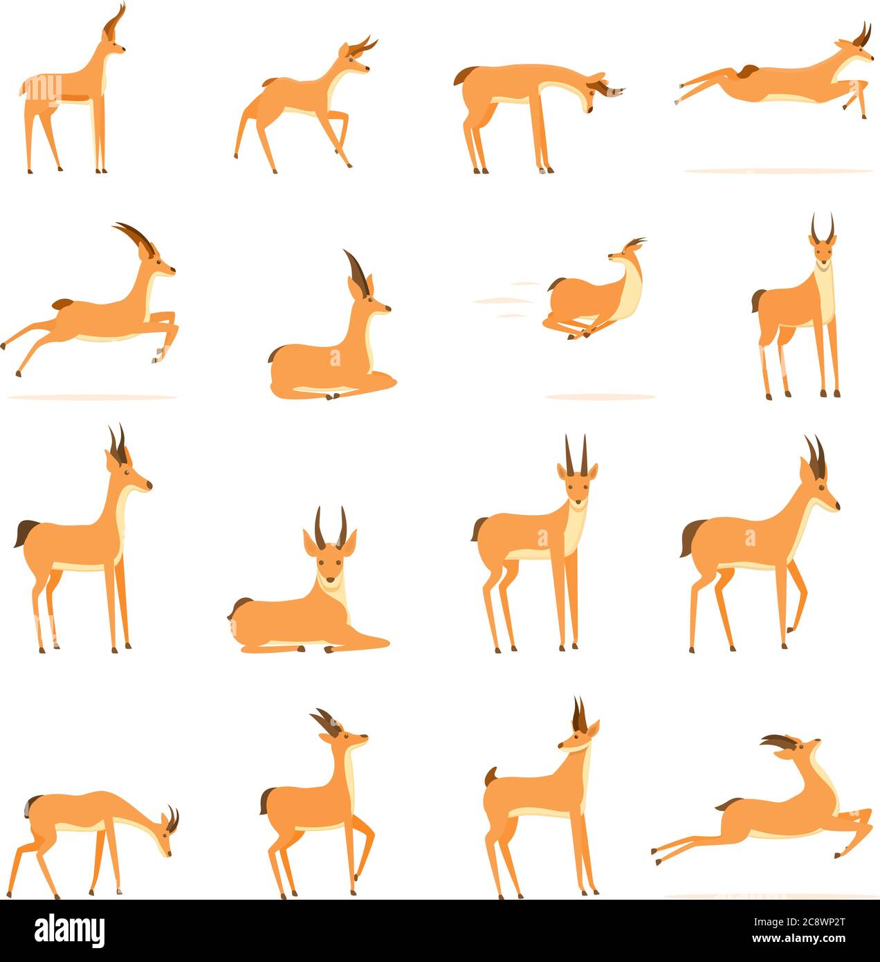 Icônes Gazelle. Ensemble de dessins animés d'icônes vectorielles gazelles pour la conception de sites Web Illustration de Vecteur