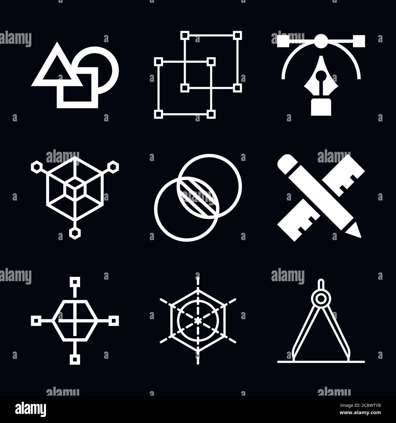 Icône de design, symbole des arts graphiques et plastiques Illustration de Vecteur