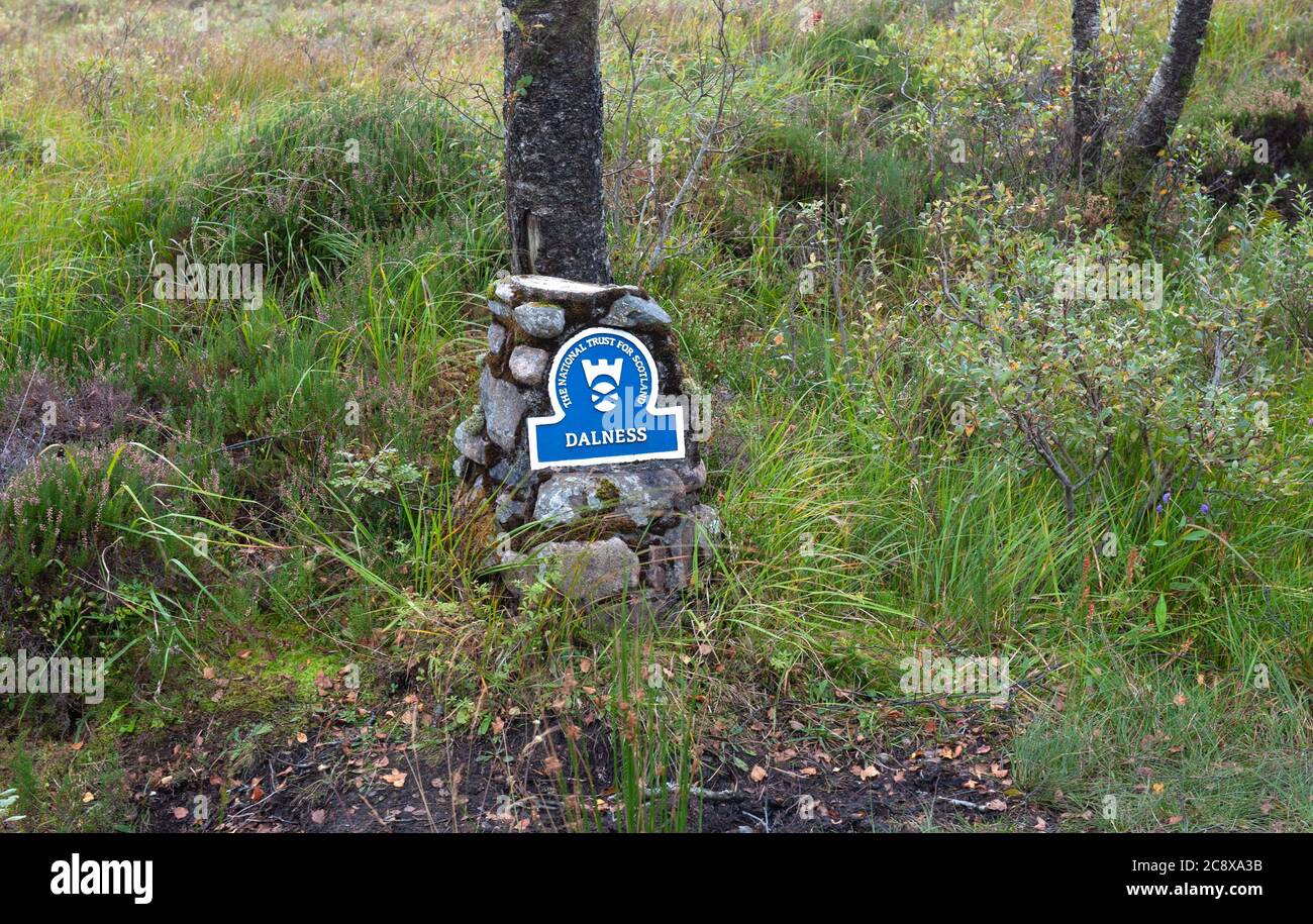 Dalness, Écosse - 03 octobre 2019. Dalness the National Trust for Scotland petit panneau dans le parc, Banque D'Images