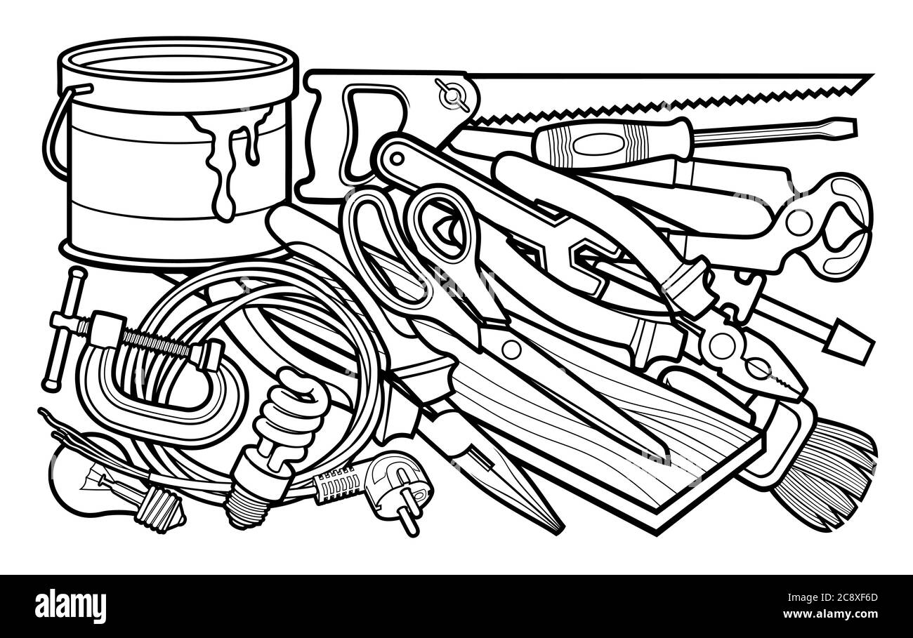 Illustration des instruments de réparation de maison de dessin animé Illustration de Vecteur