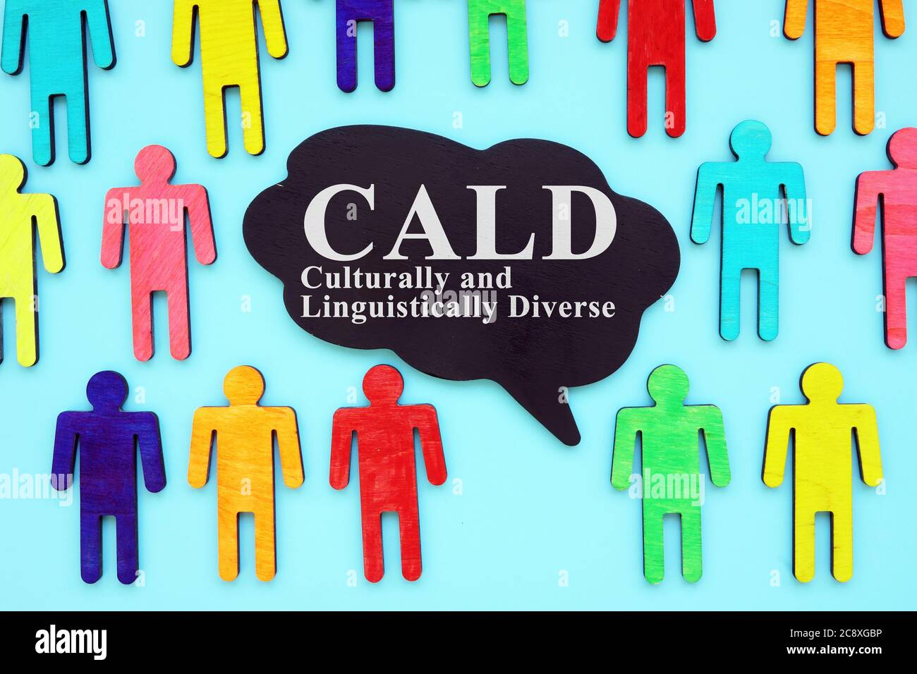 CALD : des mots culturellement et linguistiquement divers sur le nuage. Banque D'Images