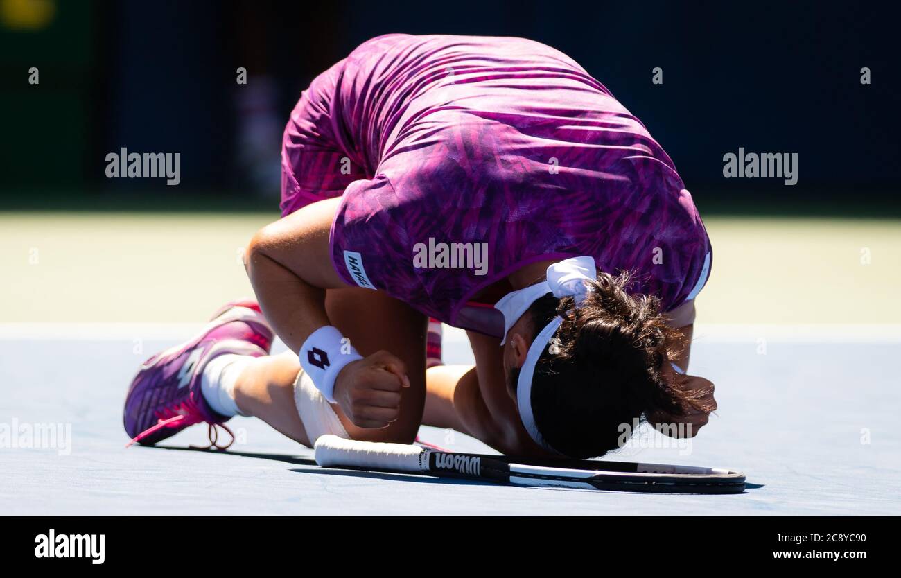 On Jabeur de Tunisie en action lors de son troisième tour de match au tournoi de tennis américain Open Grand Chelem 2019 Banque D'Images