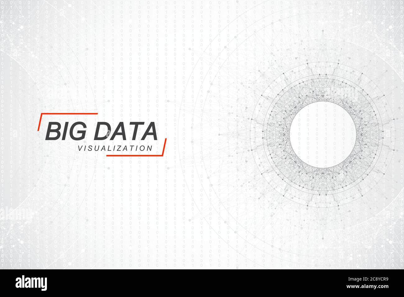 Visualisation des Big Data. Algorithmes d'apprentissage de machines Big Data. Visualisation de la matrice de données. Complexité des informations visuelles. Analyse futuriste de Illustration de Vecteur