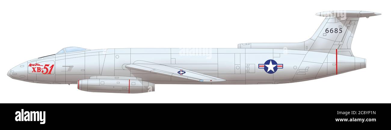 Le premier prototype Martin XB-51 (numéro de série 46-685) lors de la première phase de test à la fin de 1949 Banque D'Images