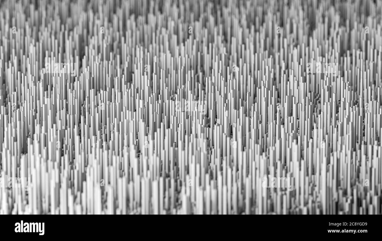 Résumé formes géométriques 3d arrière-plan fait de barres, concept de Big Digital Data, vue perspective, illustration 3d Banque D'Images