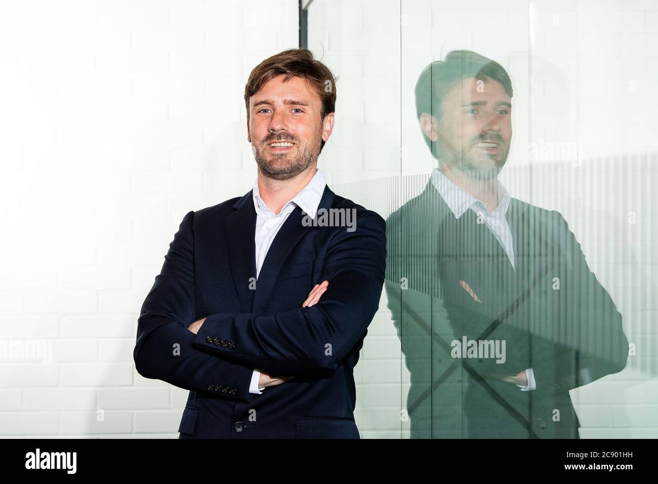 Mocean Energy Cameron McNatt Directeur général et partenaire d'affaires Chris Directeur technique de Retzler (lunettes) Banque D'Images