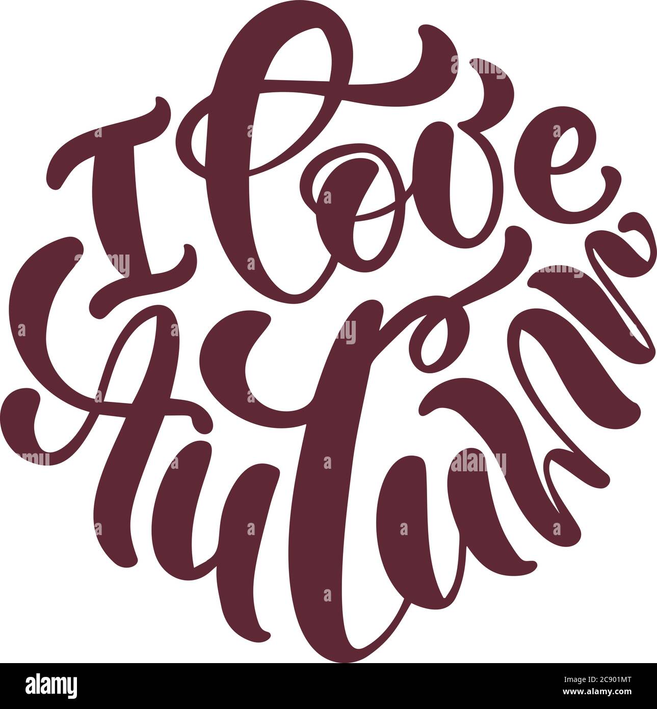 J'aime automne dessin à la main calligraphie vectorielle et le stylo-plume lettrage. Carte de vœux pour les fêtes et invitation aux vacances d'automne Illustration de Vecteur