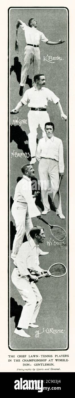 Wimbledon Men, 1907 portraits des principaux joueurs aux championnats de tennis de Lawn, le gagnant étant Norman Brookes australien Banque D'Images