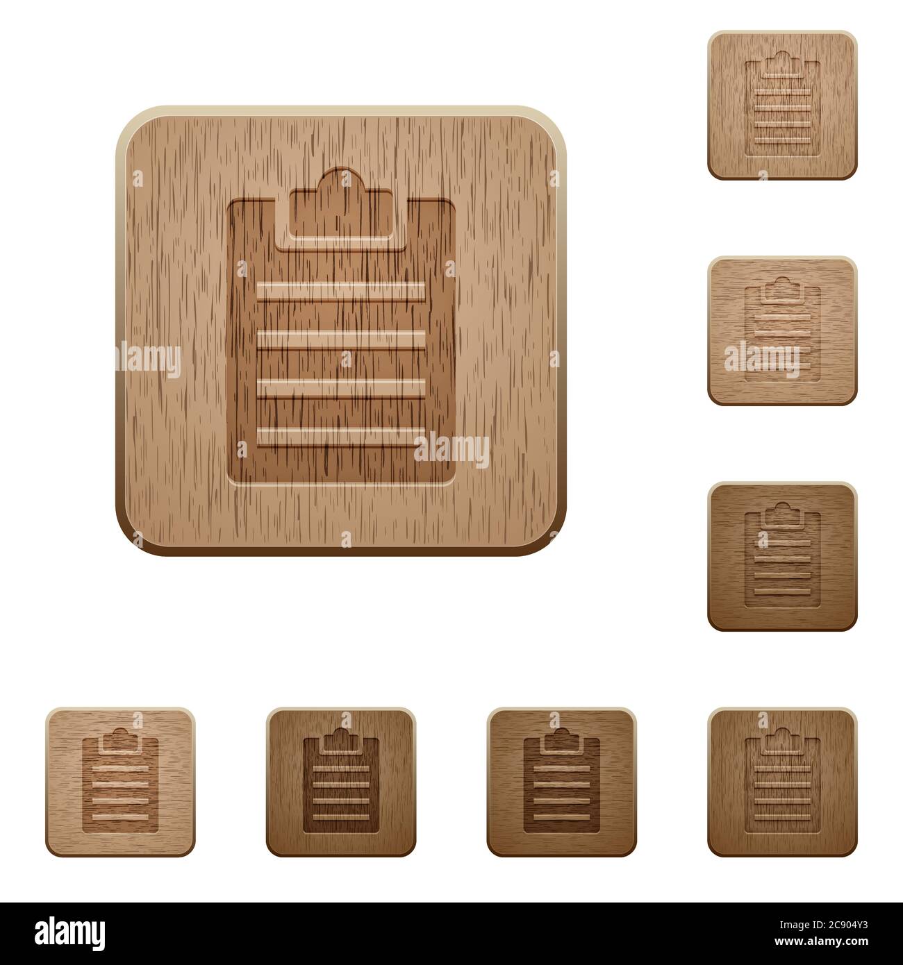 Note les icônes dans les styles de bouton en bois sculpté Illustration de Vecteur