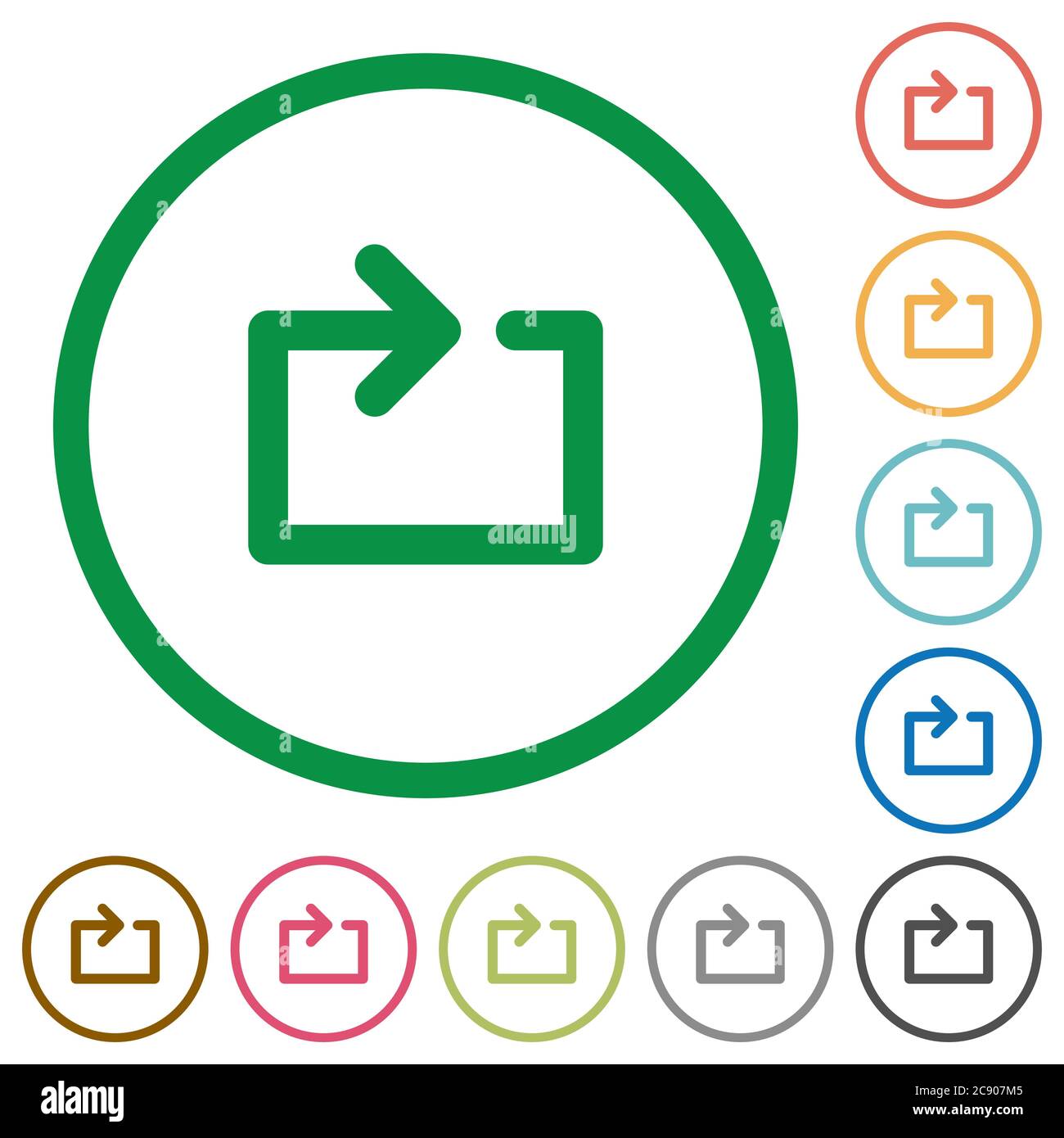 Icônes de couleur plate Media Loop dans des contours ronds Illustration de Vecteur