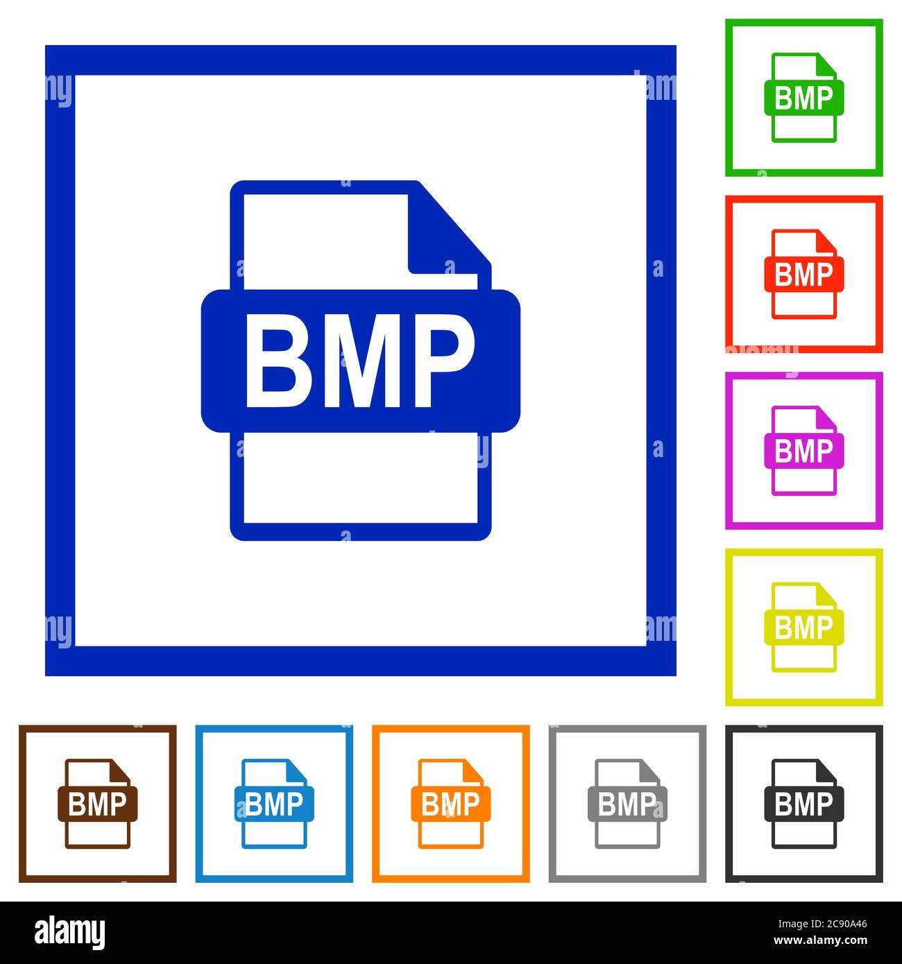Format de fichier BMP icônes de couleur plate dans des cadres carrés Illustration de Vecteur