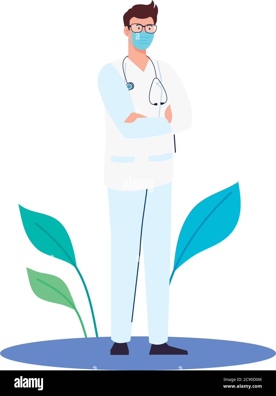 médecin portant un masque médical à l'extérieur, pendant le coronavirus covid 19 Illustration de Vecteur