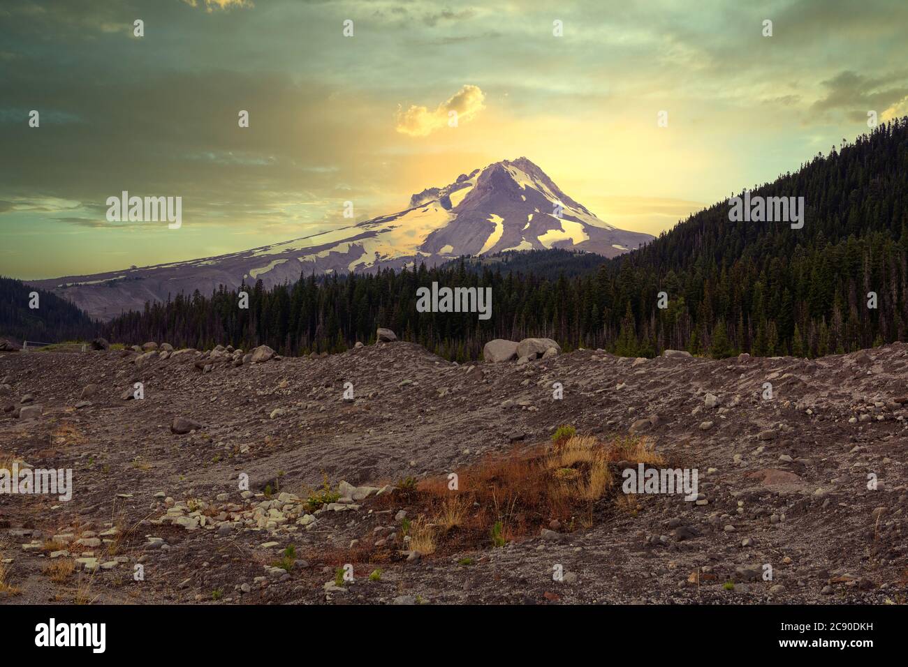 Mount Hood au coucher du soleil dans l'Oregon, États-Unis Banque D'Images