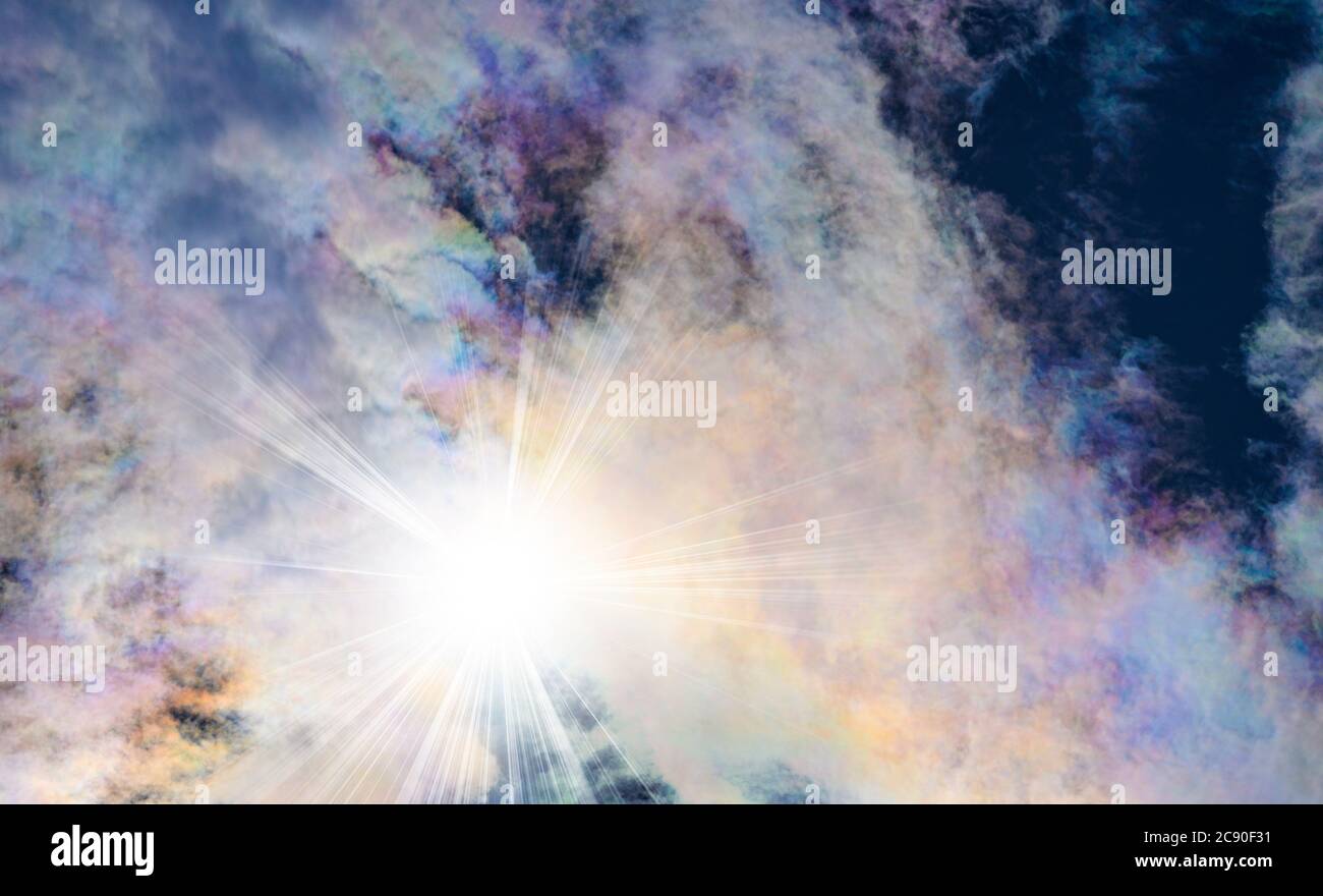 Soleil et ciel spectaculaire Banque D'Images