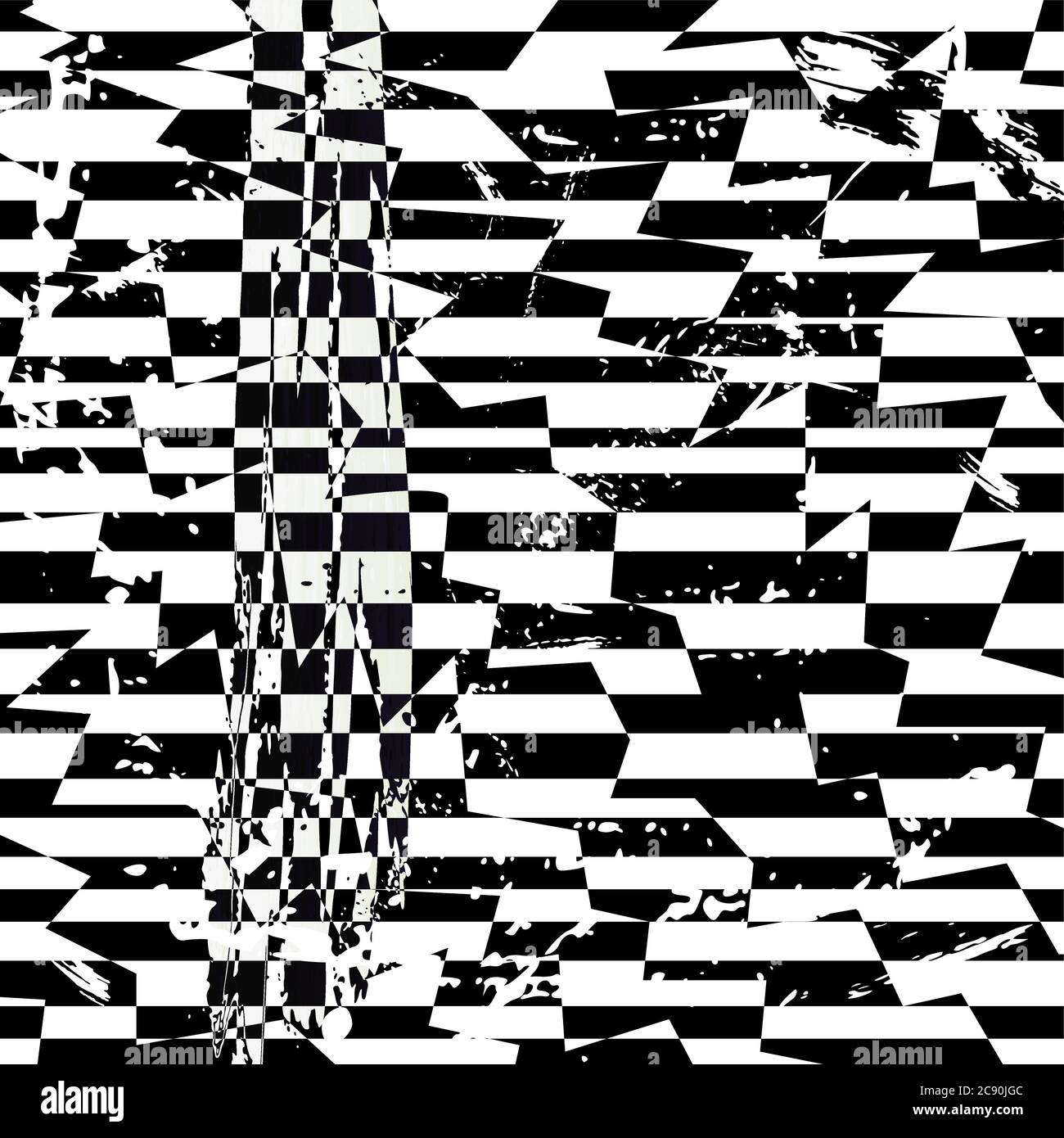 arrière-plan géométrique abstrait, avec traits et éclaboussures, zigzag, noir et blanc Illustration de Vecteur