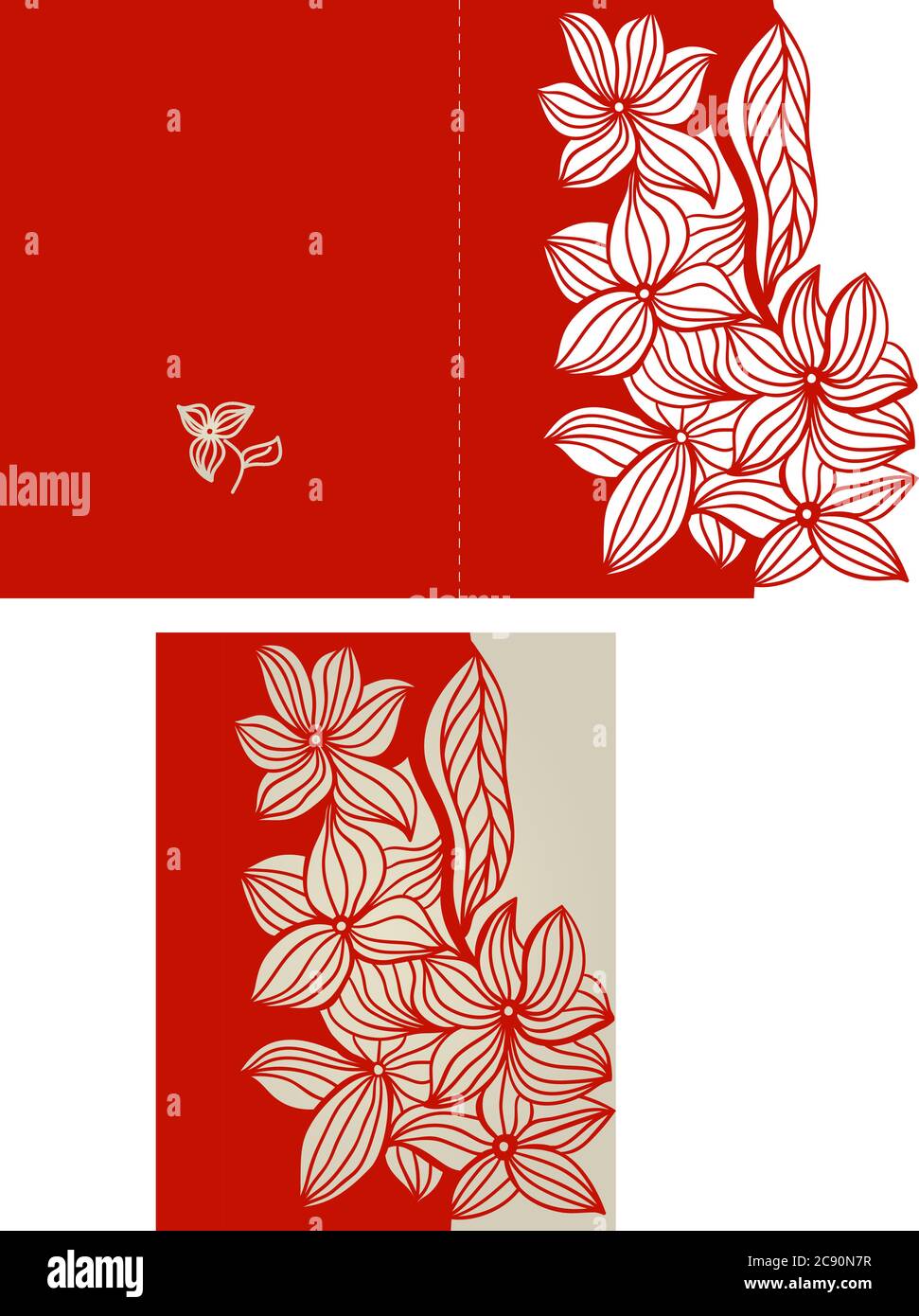 Modèle d'enveloppe en dentelle papier. Maquette d'enveloppe pour invitation de mariage pour découpe au laser. Illustration vectorielle Illustration de Vecteur