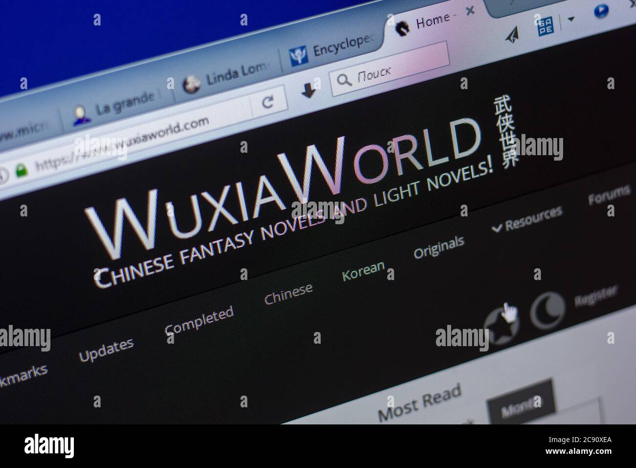 Ryazan, Russie - 20 mai 2018 : page d'accueil du site Web de WuxiaWorld sur l'affichage de PC, url - WuxiaWorld.com Banque D'Images