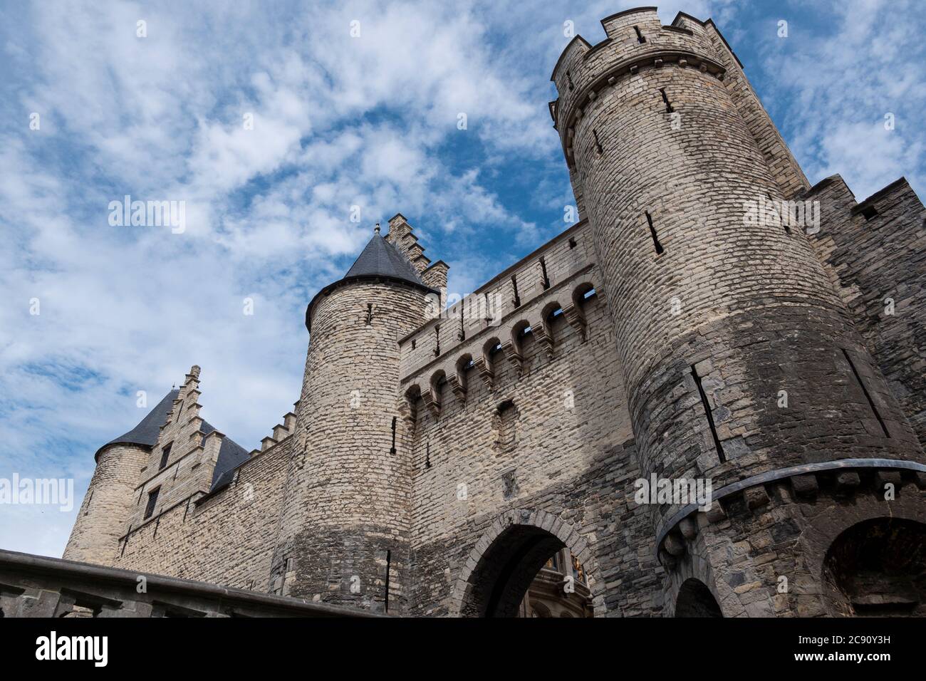 Anvers, Belgique, 19 juillet 2020, gros plan d'une partie du château de Steen Banque D'Images