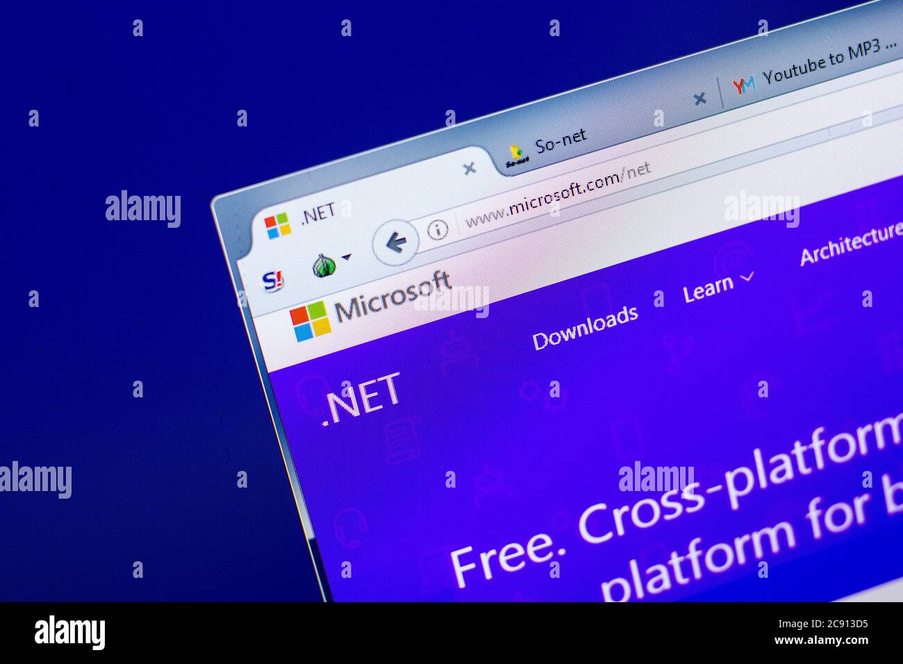 Ryazan, Russie - 27 mai 2018 : page d'accueil du site .NET sur l'affichage du PC, url - Microsoft.com/net Banque D'Images