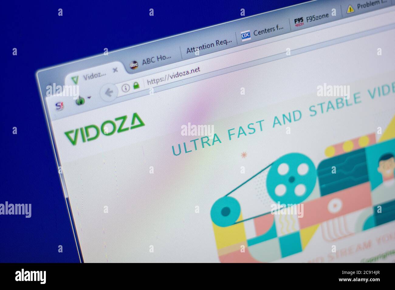 Ryazan, Russie - 05 juin 2018 : page d'accueil du site de Vidoza sur l'affichage du PC, url - Vidoza.net Banque D'Images