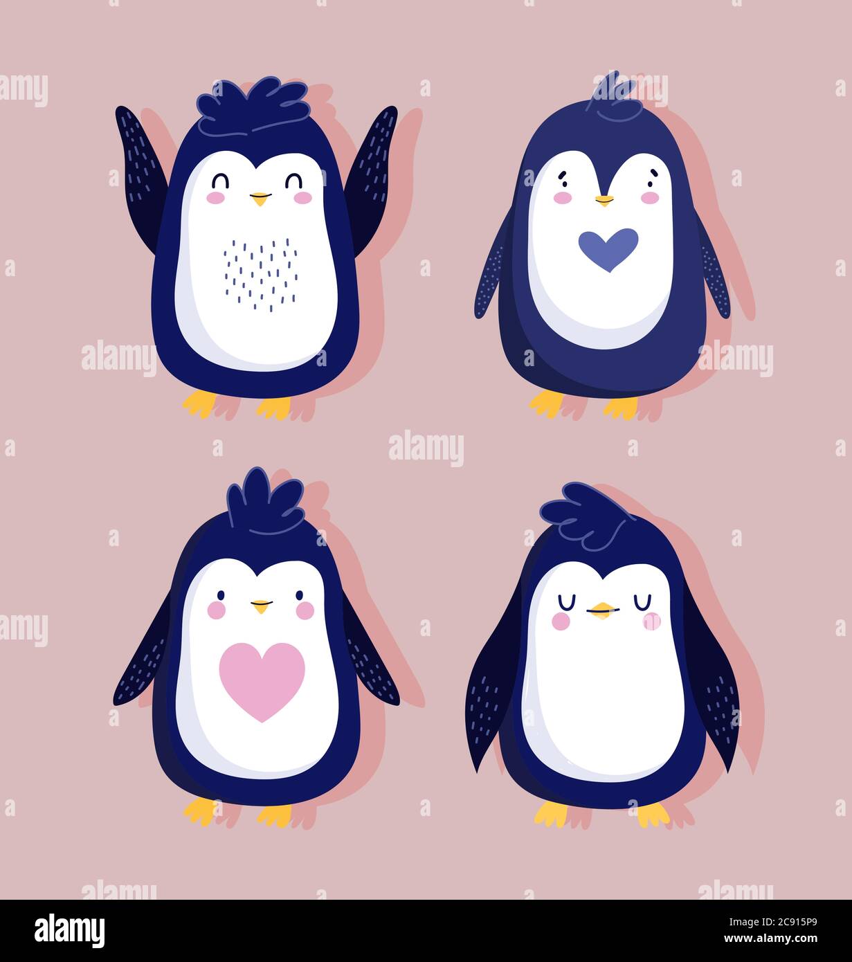 pingouins oiseau joli animal dessin animé faune illustration vectorielle Illustration de Vecteur