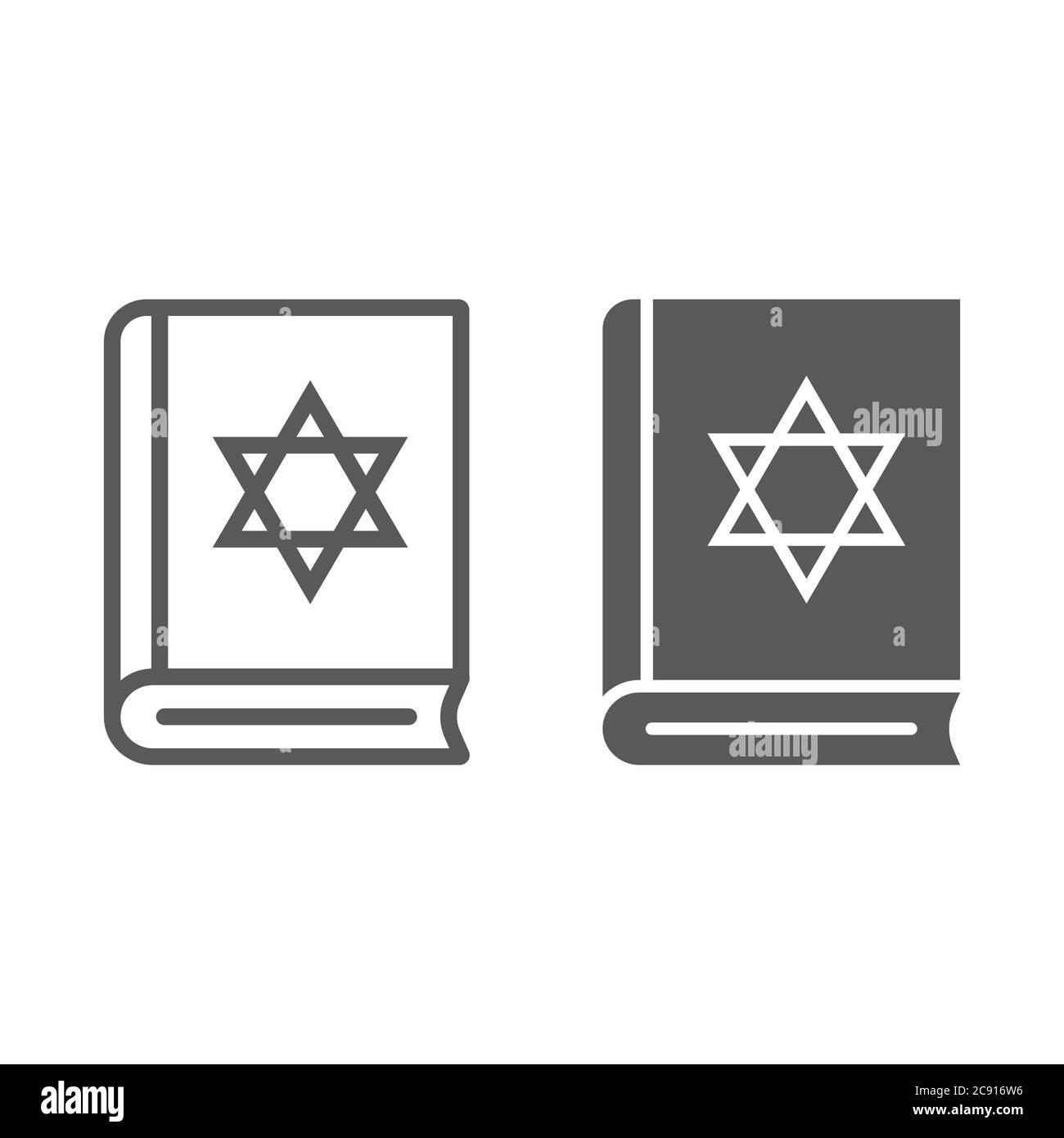 Torah livre ligne et glyphe icône, israël et la religion, le signe du livre juif, les graphiques vectoriels, un motif linéaire sur un fond blanc. Illustration de Vecteur