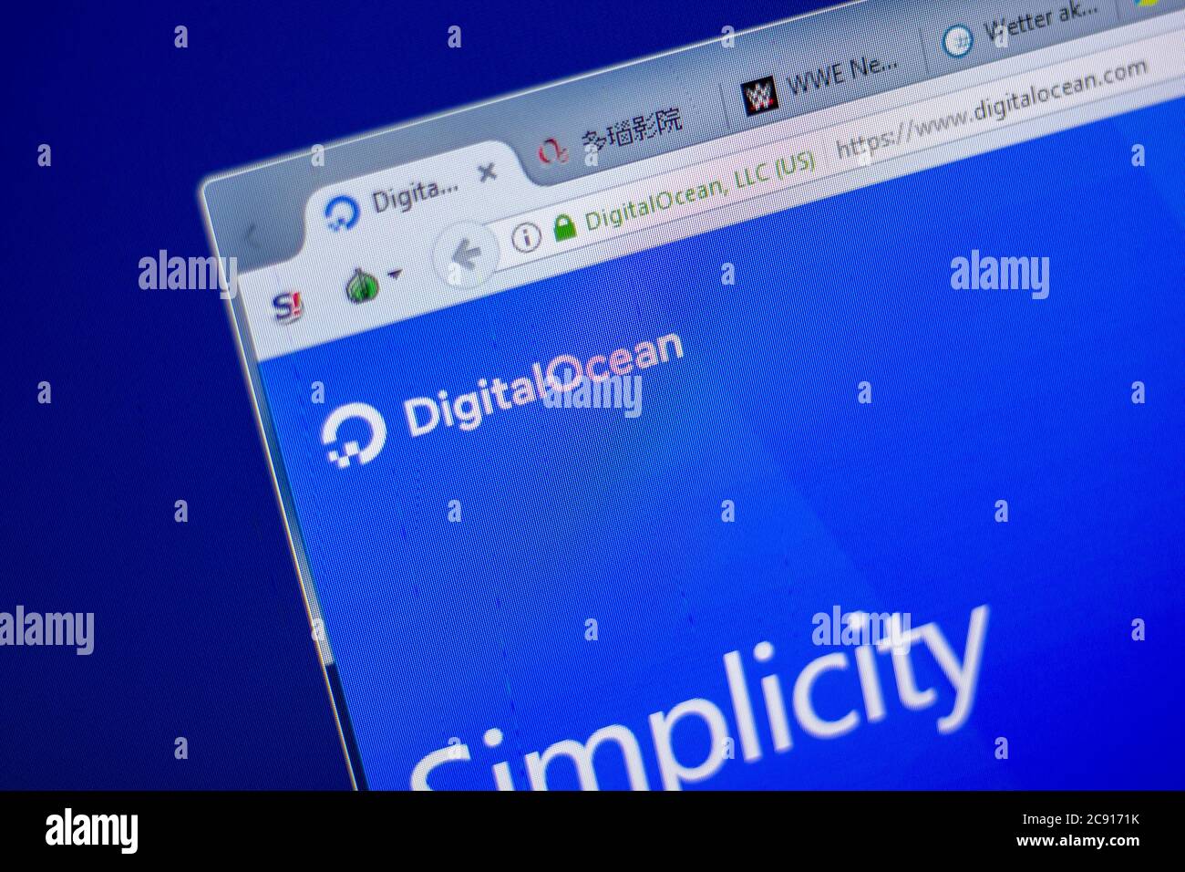Ryazan, Russie - 05 juin 2018 : page d'accueil du site DigitalOcean sur l'affichage de PC, url - DigitalOcean.com Banque D'Images