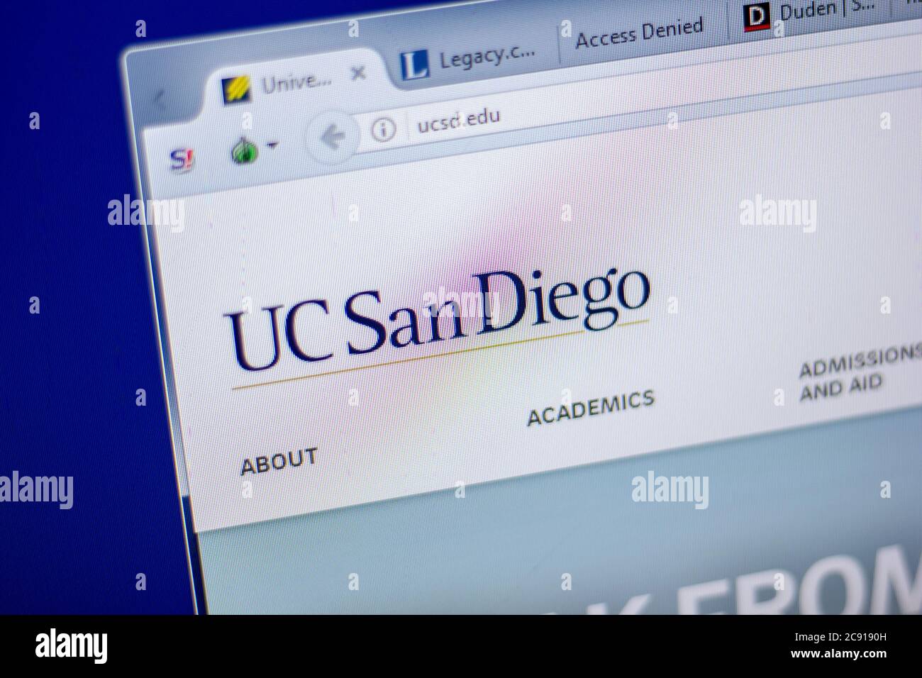 Ryazan, Russie - 05 juin 2018 : page d'accueil du site Internet de l'UCSD sur PC, url - UCSD.edu Banque D'Images