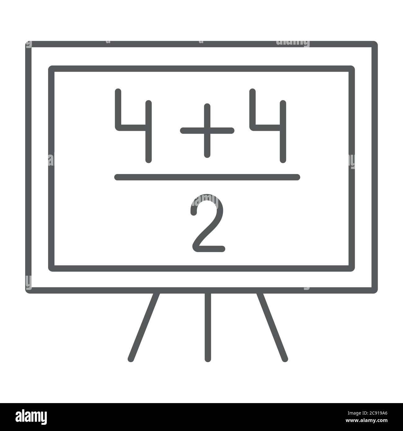 Exemple mathématique icône de ligne fine, leçon et mathématique, tableau  noir avec signe arithmétique, graphiques vectoriels, motif linéaire sur  fond blanc Image Vectorielle Stock - Alamy