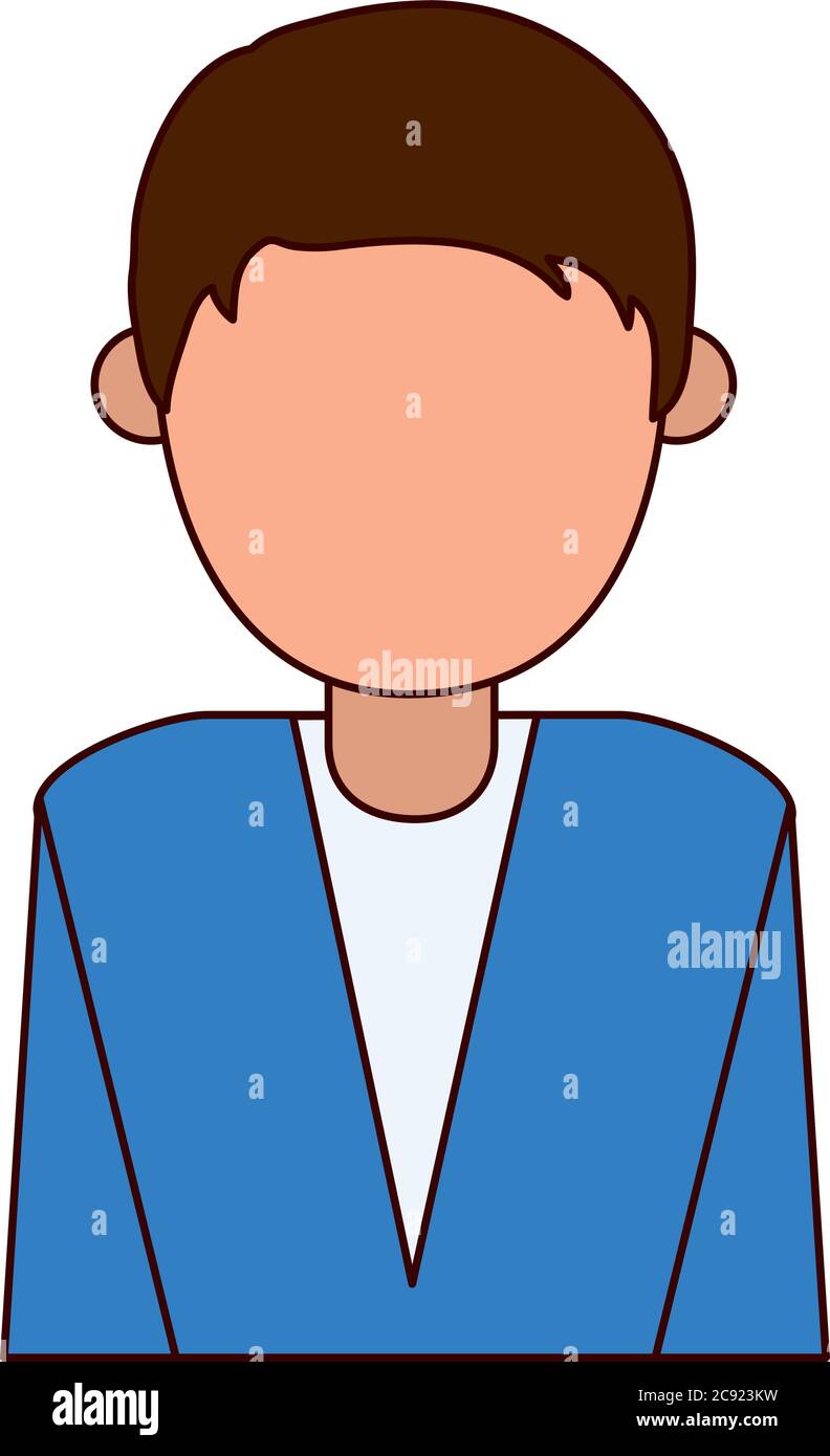Portrait Homme Personnage Dessin Anime Ligne Sans Visage Et Style De Remplissage Icone Illustration Vectorielle Image Vectorielle Stock Alamy