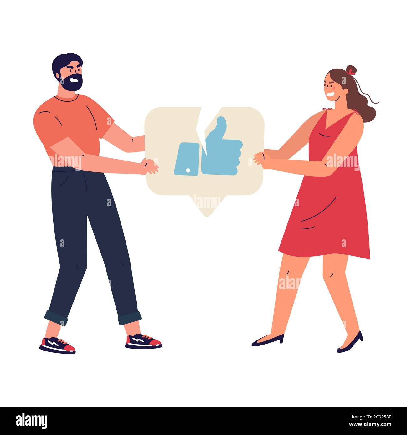 Homme et femme déchirant la notification comme icône Illustration de Vecteur