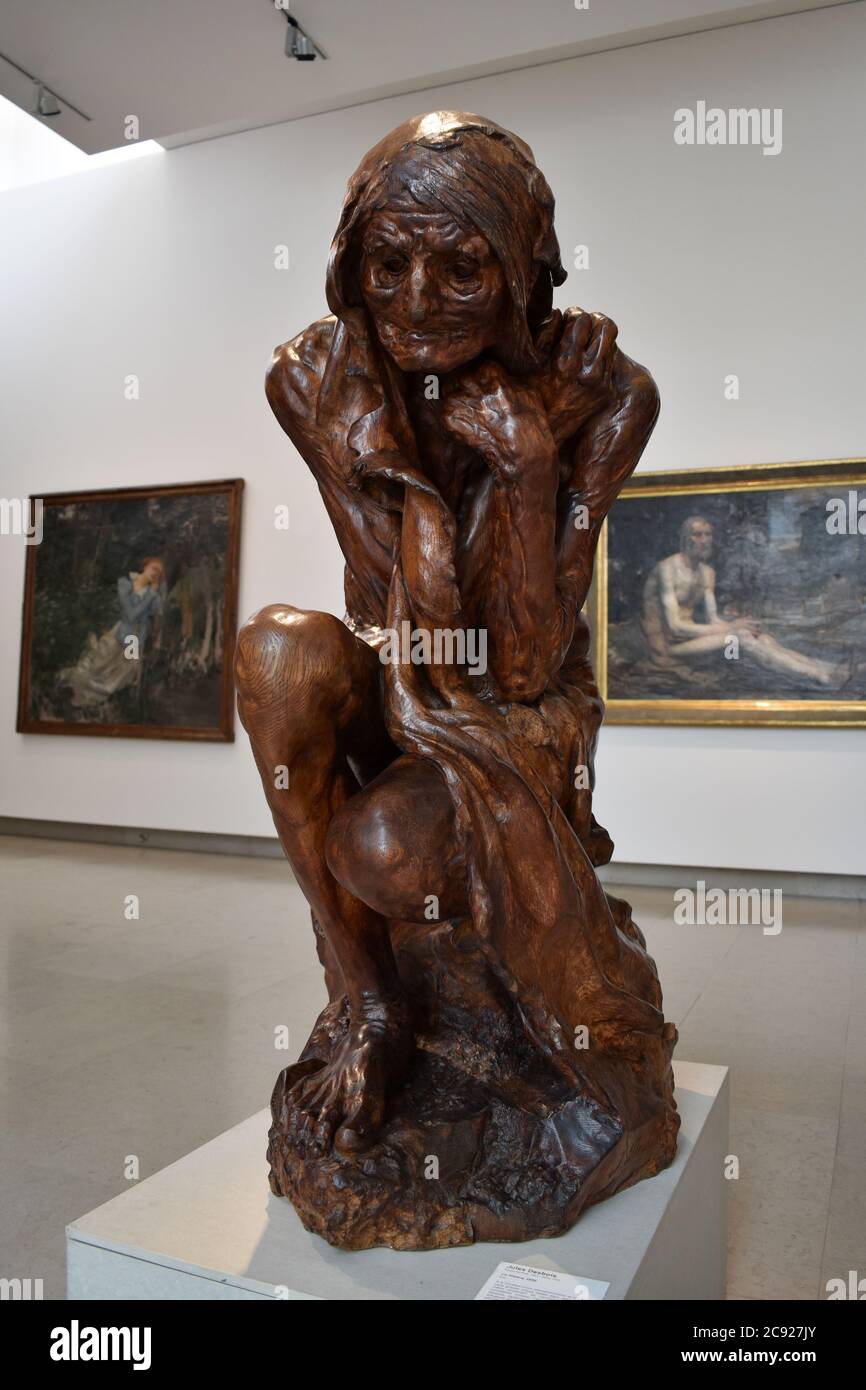 Sculpture en bois 'malheur', 1896. Auteur: Jules Desbois. Musée des Beaux-Arts de Nancy. Banque D'Images